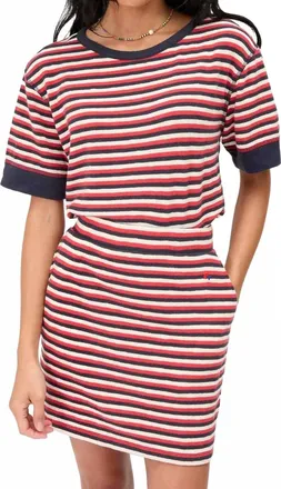 Clare Vivier Le Mini Tube Skirt In Navy/cherry Red/cream
