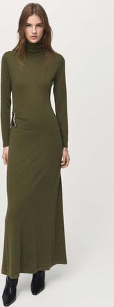 Mango Abito in maglia collo alto con broche kaki - Donna - 1XL - MANGO