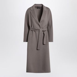 Max Mara Grey Midi Coat In Drap