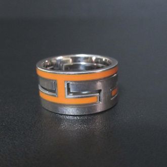 Herm&egrave;s Silver Orange Silver 925 Band Ring (Pre-Owned)