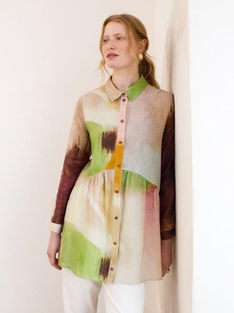 Celtic & Co. Linen Gathered Waist Tunic in Colour In Sky at Nordstrom, Size 4