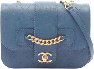 Chanel Pre-owned Vintage Cross Body Bag - Dames - Vintage Schoudertas - Blauw - ONE Size - Leer - Vintage