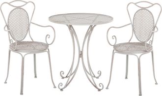Beliani Conjunto De Balc&oacute;n Gris Con Mesa Y 2 Sillas Estilo Chic Franc&eacute;s Cilento