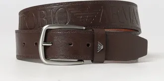 Emporio Armani Cintura in pelle bovina con logo impresso e fibbia ad ardiglione