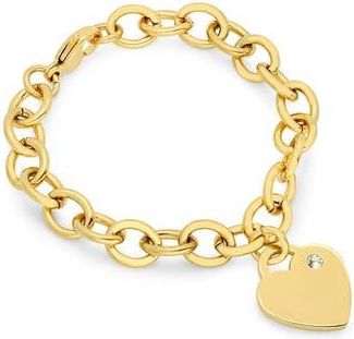 HMY Jewelry Swarovski Crystal Accented Heart Charm Bracelet in Yellow at Nordstrom Rack