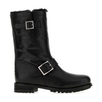 Jimmy Choo London Schoenen, Dames, Zwart, 41 EU, Leer, Biker Mid