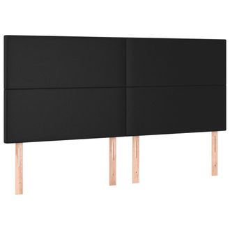 vidaXL Cabecero Con Luces Led Cuero Sint&eacute;tico Negro 180x5x118/128 Cm Vidaxl