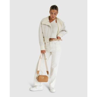 Belle & Bloom Mad Love Cropped Bomber Jacket in Cream at Nordstrom, Size X-Small