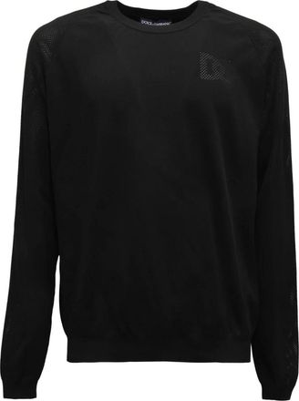 Dolce & Gabbana Geperforeerde Trui - Heren - Ronde hals truien - Zwart - XL - Truien & Vesten