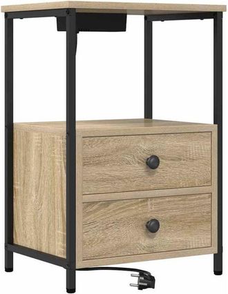 vidaXL Vidaxl - Cabinete de Noche con Estación de Carga con cajón Roble Sonoma