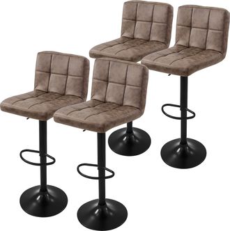 ML Design Ml-design - Juego De 4x Taburetes De Bar Tapizados En Piel Sint&eacute;tica Pu Marr&oacute;n Sillas Con Respaldo Ergon&oacute;mico Y Reposapi&eacute;s Asiento C&oacute;modo De Mostrador