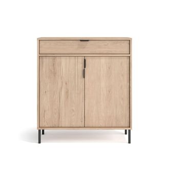 HERDASA Zapatero en melamina roble claro patas grafito 89x80x29 cm