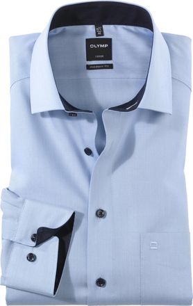 Olymp Businesshemd OLYMP Luxor modern fit, Herren, Gr. 37, N-Gr, blau (hellblau), Web, Obermaterial: 100% Baumwolle, Hemden Businesshemd
