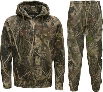 Generic Mens Jungle Camouflage Fishing Hunting Zip Hoodie Jacket Tracksuit Plus Sizes (3XL, Camo Tracksuit)