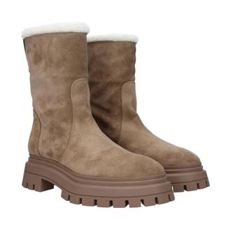Stuart Weitzman Winter Boots, female, Beige, Size: 11 US Beige Suede Ankle Boots with Mid Heels