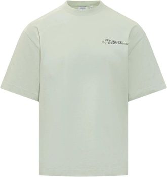 Off-white Mint Type Arrow Katoenen T-Shirt - Heren - T-shirts - Groen - 2XS - Katoen - Tops