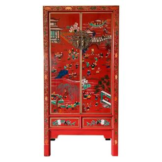 Wanderlust Deco Armario de madera rojo 80x38.5x174.5h cm