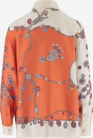 Versace Womens Shirt, Printed Silk Multicolour