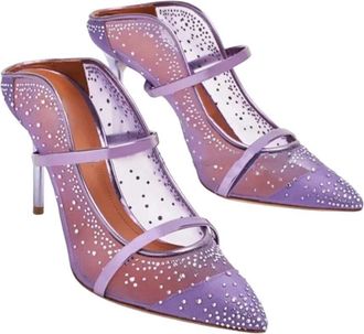 Generic Women Rhinestone High Heel Pumps Pointed Toe Mesh Wedding Office Dress Shoes Purple