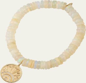 Sydney Evan 14K Yellow Gold Small Pave Diamond Luck Coin Bracelet