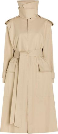 Victoria Beckham Philippa Belted Cotton Trench Coat - Beige - 12 (UK12 / M)