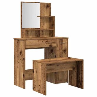 Berkfield Home Dressing Table Set Old Wood Engineered Wood in Brown