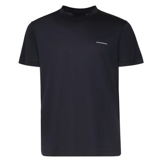 Emporio Armani Blauw Katoenen T-shirt met Logoprint - Heren - T-shirts - Zwart - L - Katoen - Tops