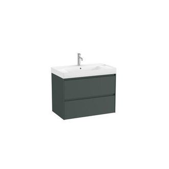 Roca Mueble Lavabo Centrado Blanco 800x460 Ona Standard 2 Cajones Led Verde Mate