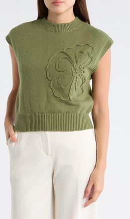 Daniel Rainn Floral Appliqu&eacute; Sweater in Green at Nordstrom Rack, Size X-Small