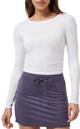 Travis Mathew Skyline Ruched Jersey Long Sleeve T-Shirt in White at Nordstrom Rack, Size X-Small