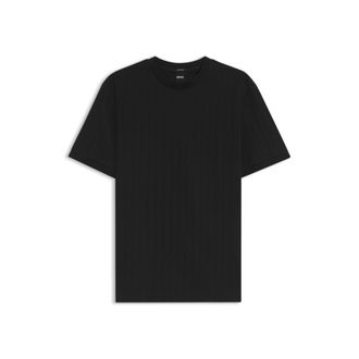 BOSS Vertical-stripe T-shirt in mercerised cotton
