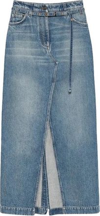Dries Van Noten Gedrapeerde Denim Midi Rok - Dames - Spijkerrokken - Blauw - 2XS - Denim - Rokken