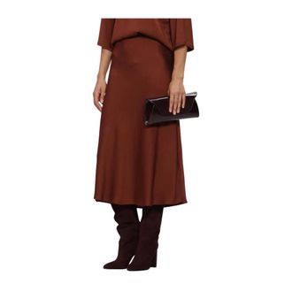 Drykorn URA Midi Rok - Dames - Rokken - Bruin - Maat: W26 Leer