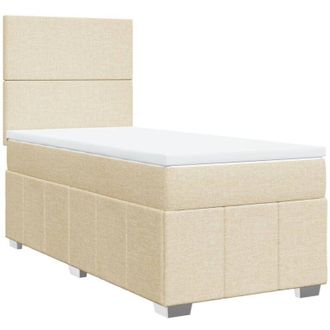 vidaXL Cama Box Spring Con Colch&oacute;n Tela Color Crema 90x200 Cm Vidaxl