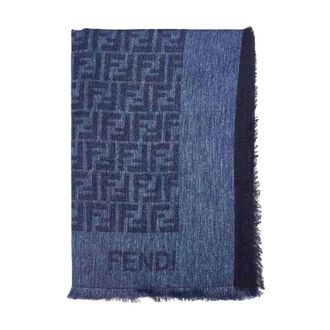 Fendi Scialle 140X140 FF Denim - female - Fendi - Scarves - Blue - ONE SIZE - Accessories