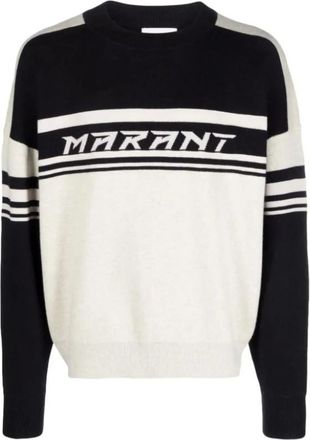 Isabel Marant Isabel Marant, Round-neck Knitwear, male, Black, Size: XL Black Pullover Sweater with Logo
