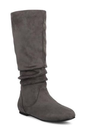 Journee Collection JOURNEE Jayne Ruched Tall Boot in Grey Suede at Nordstrom Rack, Size 12 Regular Calf