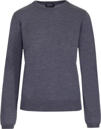 A.P.C. Truien - Dames - Ronde hals truien - Grijs - L - Wol - Truien & Vesten