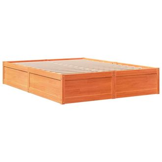 Berkfield Home Modern Bed Frame without Mattress Wax Brown 140x190 cm Solid Wood Pine