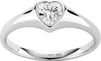 Made by Mary CZ Heart Signet Ring in Silver at Nordstrom, Size 10