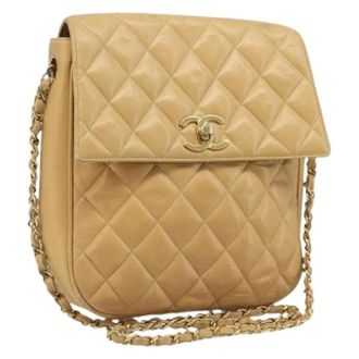 Chanel Pre-owned Leather chanel-bags - Dames - Pre-owned - Beige - Maat: ONE Size Leer