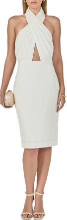 endless rose Draped Halter Midi Dress in Ivory at Nordstrom, Size X-Small