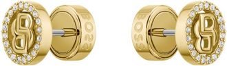 BOSS Gold-tone earrings with crystals and Double B monogram
