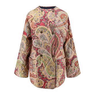 Etro Etro, Light Jackets, female, Multicolor, Size: M Multicolored Pattern Double-Breasted Jacket