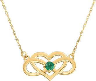Pompeii3 Emerald Gemstone Heart Pendant 10k Gold Womens 18 Necklace