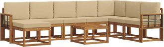 vidaXL Conjunto De Sof&aacute;s De Exterior 9 Uds. Natural Y Beige Vidaxl