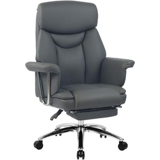 Clp Silla De Oficina Dahra Cuero Aut&eacute;ntico Gris