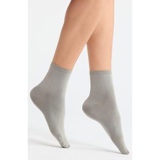 Nordstrom Everyday Low Flat Knit Crew Socks in Green Chaparral at Nordstrom, Size 9