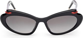 Christian Louboutin 56mm Geometric Sunglasses in Shiny Black With Shiny Pale Gold/zeiss Smoke Gradient Lens at Nordstrom