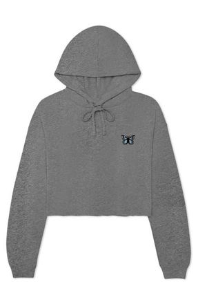 Dalix Butterfly Cropped Hoodie in Deep Heather at Nordstrom, Size Xx-Large